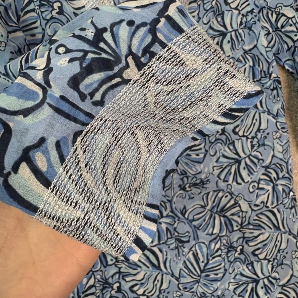 SAIL TO SABLE Tunic Top Women's XS Blue Monkey Print Cotton Coastal Resort - Picture 5 of 9